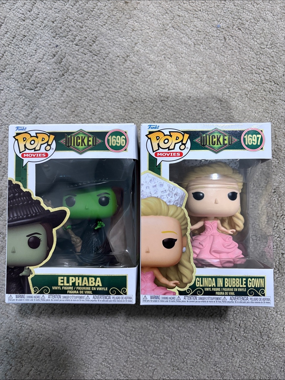 Funko Pop! Movies Elphaba (Green) & Glinda in Bubble Gown (Pink) Duo
